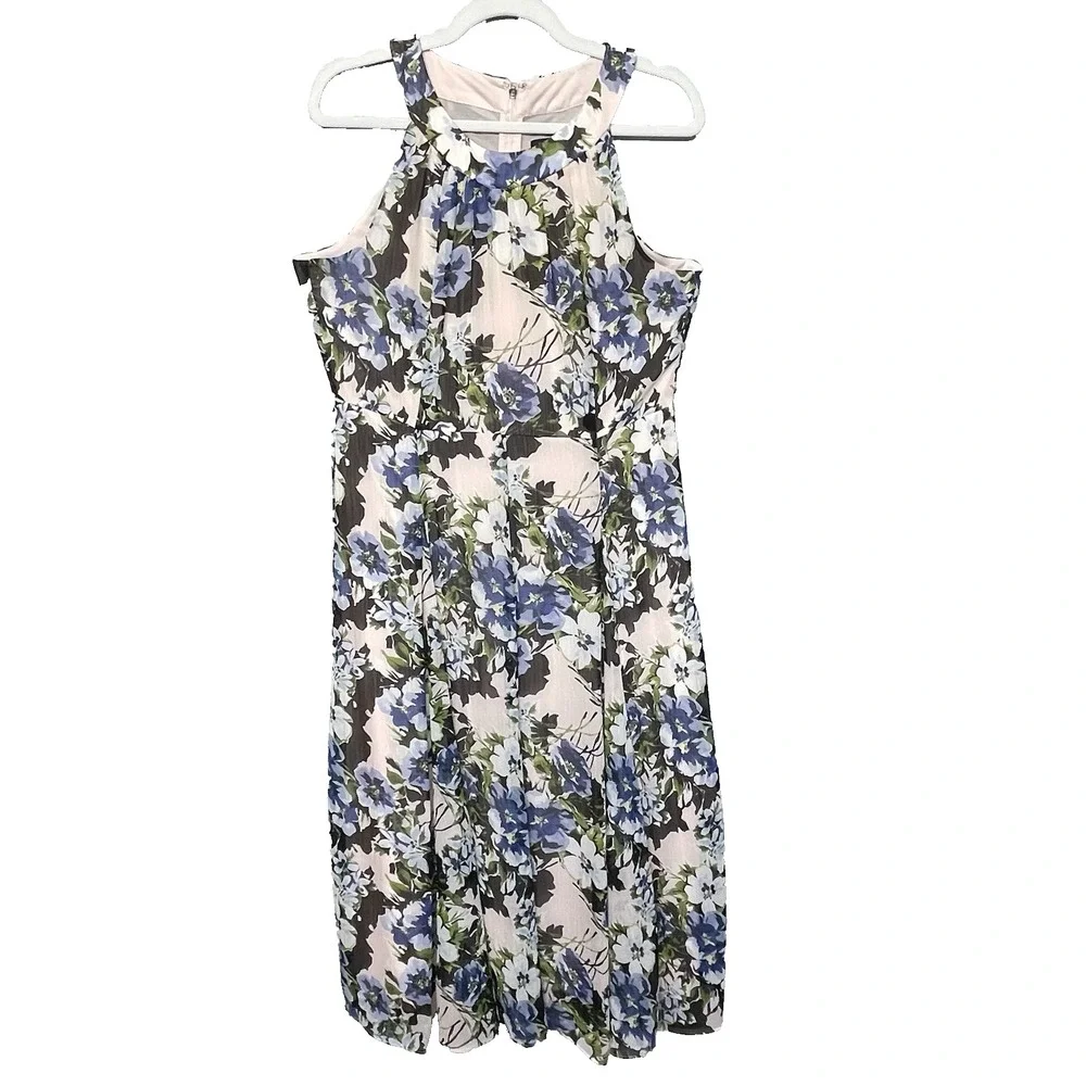 Tommy Hilfiger Women's White Multicolor‎ Floral Fit & Flare Dress Sleeveless 12